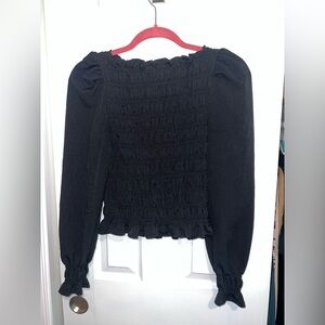 H&M Black Smocked Blouse